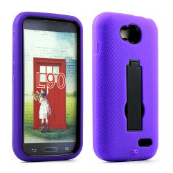 LG Optimus L90 Armor Hybrid Stand Case (Purple Black)